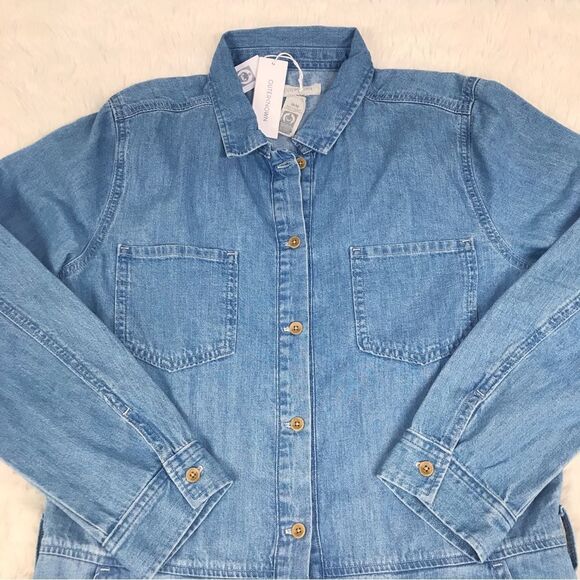 OUTERKNOWN Wyatt Long Sleeve Button Front Denim Jumpsuit Blue Size Medium New - Picture 4 of 15